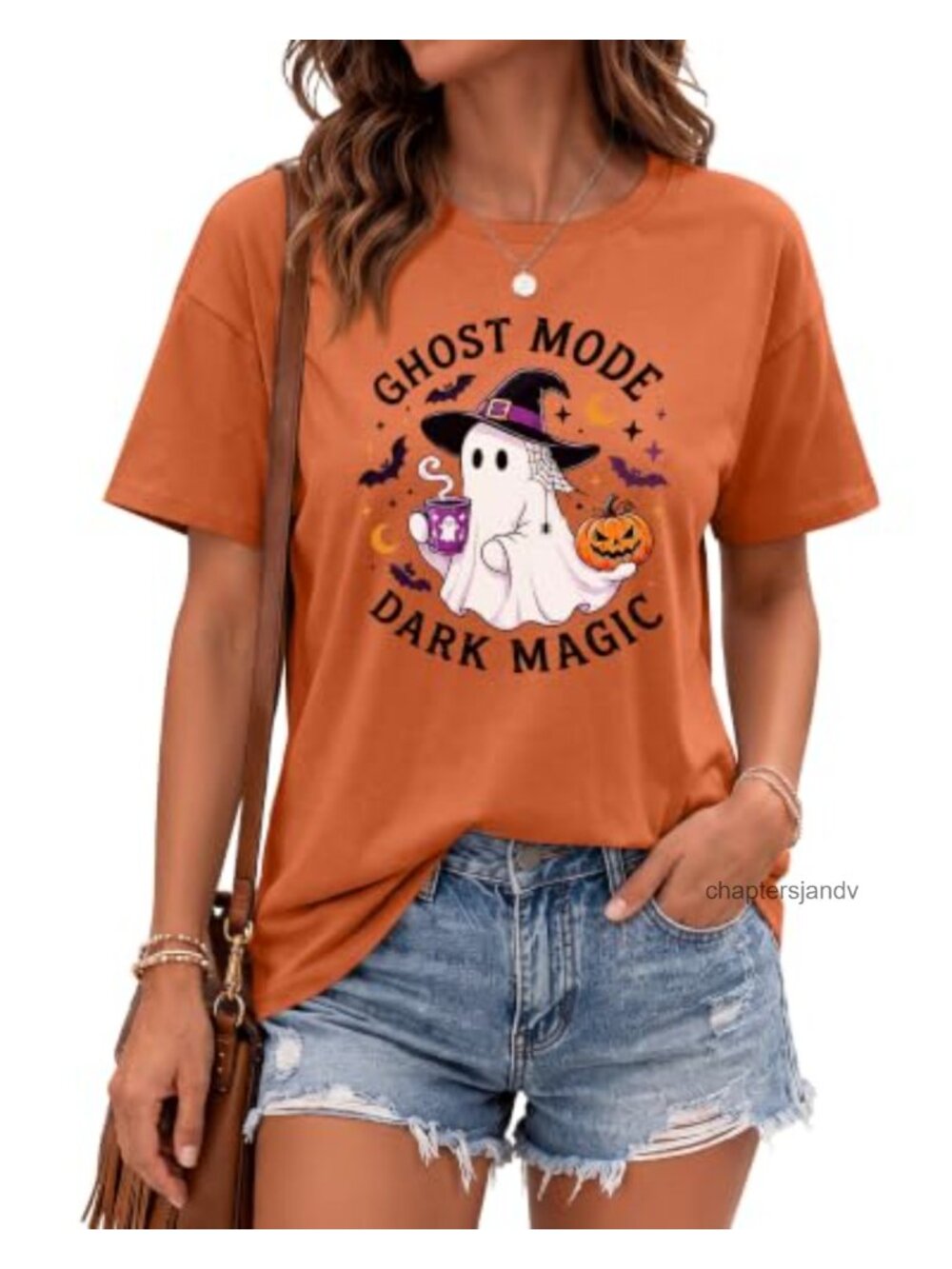 Halloween Ghost Graphic T-Shirt Women Short Sleeve Crew Neck Casual Tee